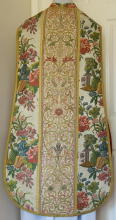 Spanish Antique White Embroidered High Mass Set of Vestments 7430